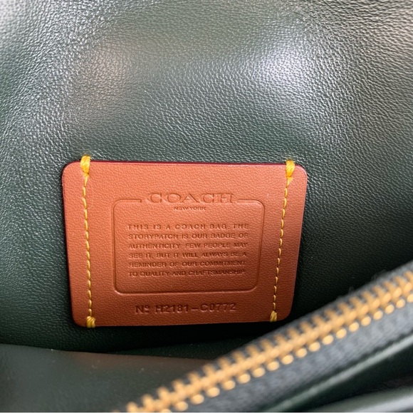 SOLD‼️COACH Pillow Tabby 26 Brass/Amazon Green Shoulder Bag $550 - Picture 15 of 16